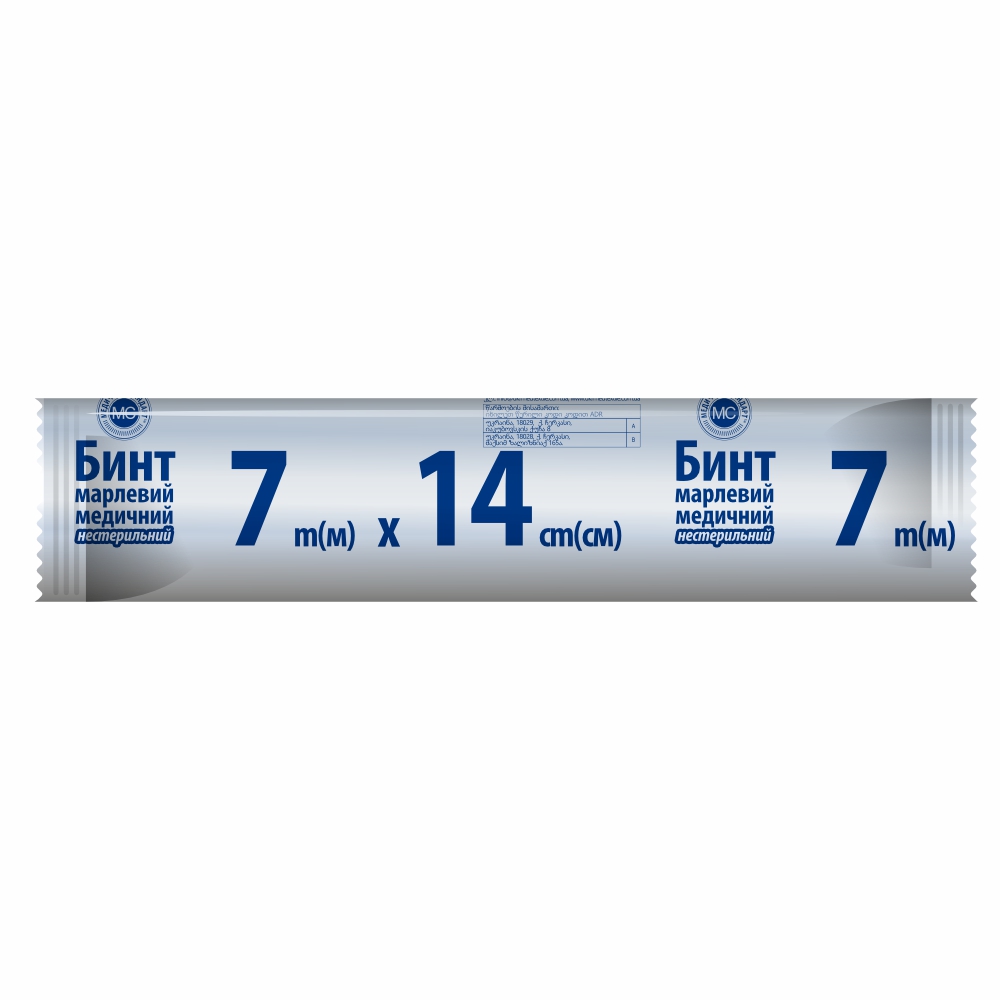 Бинт марлевий медичний нестерильний 7м х 14см ТМ "Медичний стандарт", тип 17